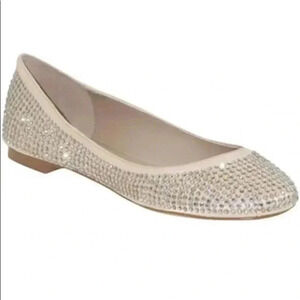Madden Girl Rhinestone Embellished Flats - Cream